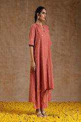 Blush Gold Cotton Relax High-Low Kurta Set
